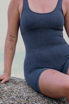 Black Acid Wash - Leisurewear Bodysuit - Salted Surf Co.