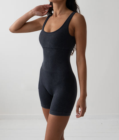 Black Acid Wash- Leisurewear Bodysuit