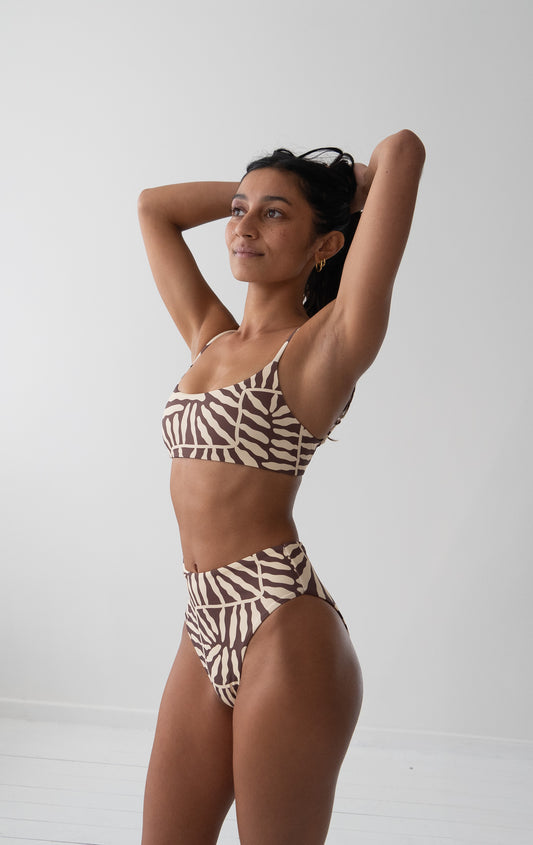 Mid Waist Bikini Bottom Coral Sands