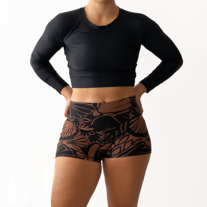 Classic Black Cropped Rash Shirt