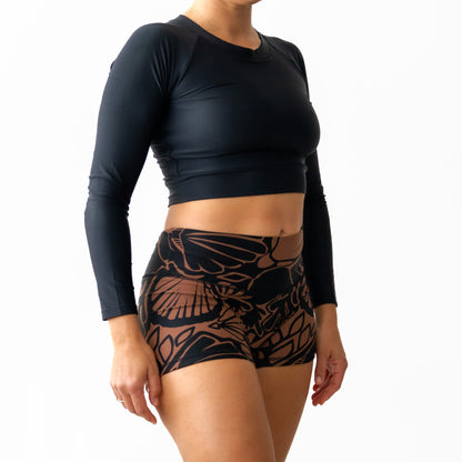 Classic Black Cropped Rash Shirt